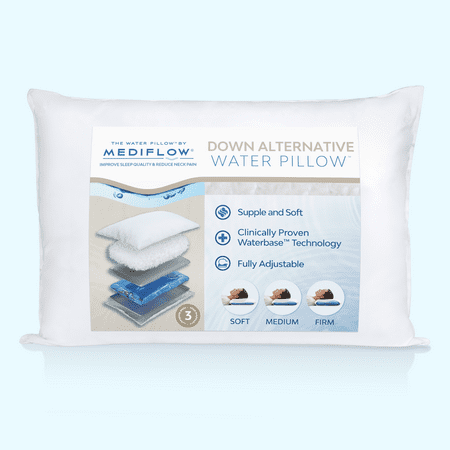 Mediflow Down Alternative Water Pillow – Adjustable Pillow for Neck Pain Relief, Pillow for Side, Back, and Stomach Sleepers, Original Inventor of The Water Pillow, Down Alternative Pillow (1 Pillow)
