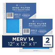 Medify Air 12x12x1 Air Filter, MERV 14 Pleated with HEPA, HVAC Furnace Filter, 2-Pack