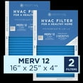 thumbnail image 1 of Medify Air 16x25x4 Air Filter, MERV 12 Pleated with HEPA, HVAC Furnace Filter, 2-Pack, 1 of 7