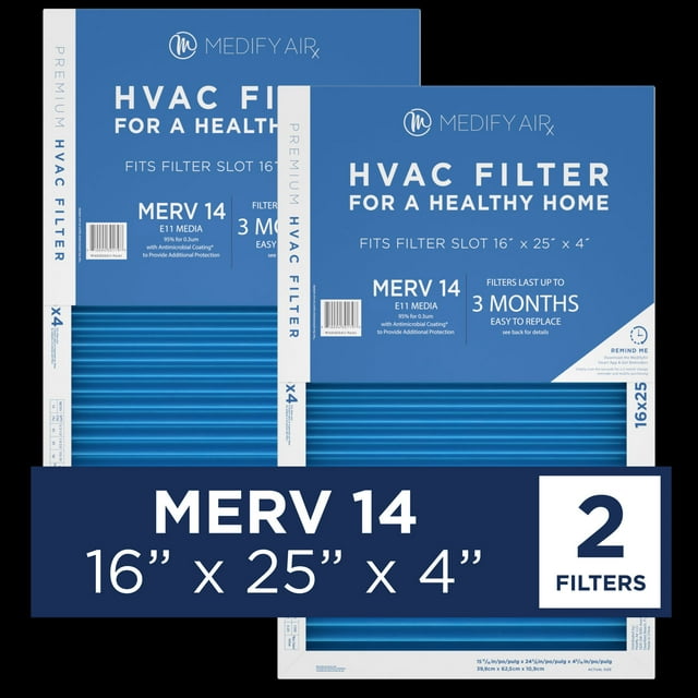 Medify Air 16x25x4 Air Filter, MERV 14 Pleated with HEPA, HVAC Furnace Medify Air 16x25x4 Air Filter, MERV 14 Pleated with HEPA, HVAC Furnace