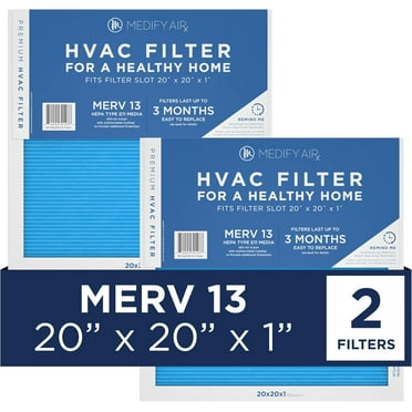 Medify Air 20x20x1 Air Filter, MERV 13 Pleated with HEPA, HVAC Furnace Filter, 2-Pack