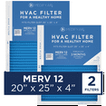 thumbnail image 1 of Medify Air 20x25x4 Air Filter, MERV 12 Pleated with HEPA, HVAC Furnace Filter, 2-Pack, 1 of 6