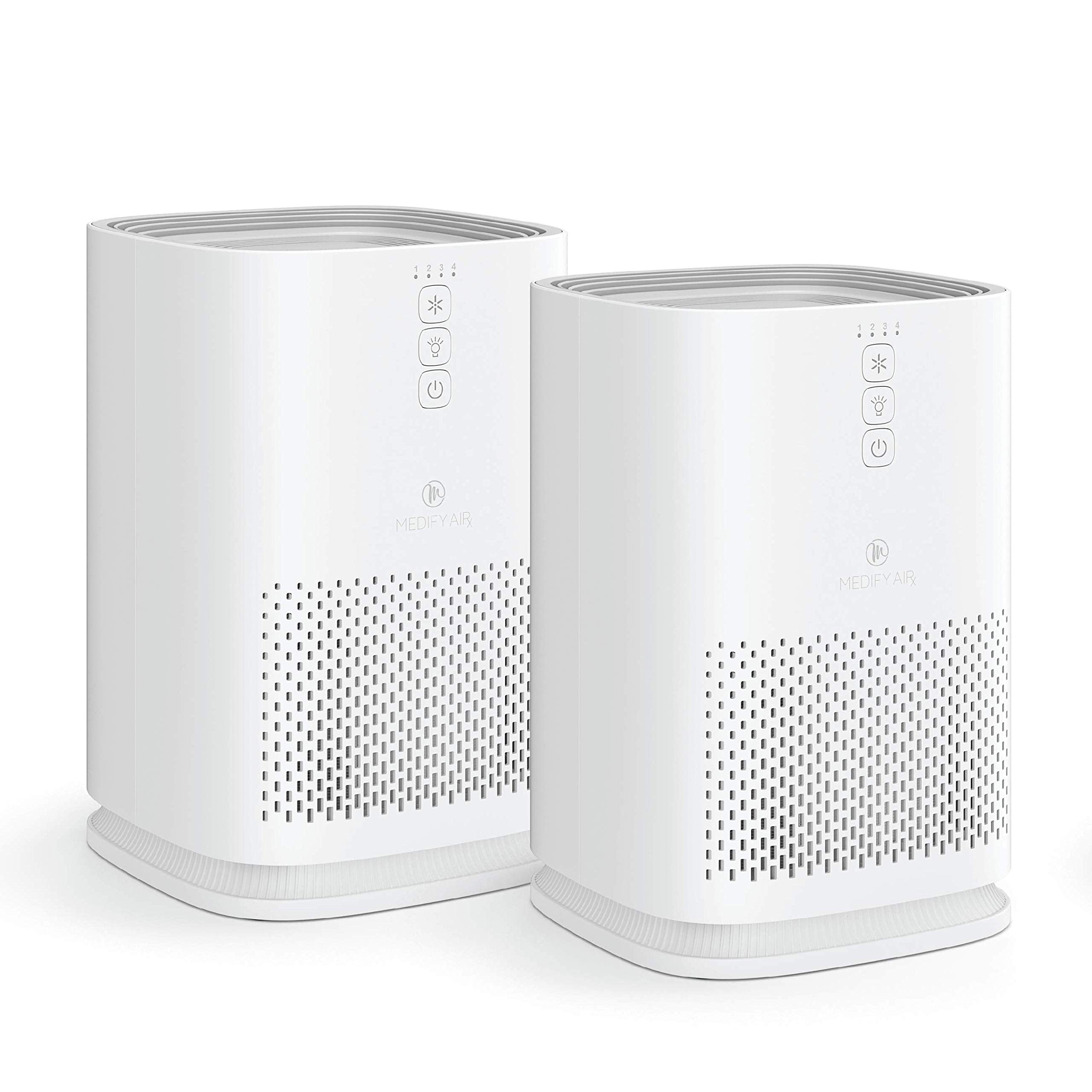 Medify Air White MA-14 Air Purifier with HEPA Filters I Smoke Dust Odors Pet Dander I 3 in 1 with Pre-filter HEPA H13 & Activated Carbon I Removal of 0.1 to 0.3 microns I 428 Sq ft Coverage I 2-Pack
