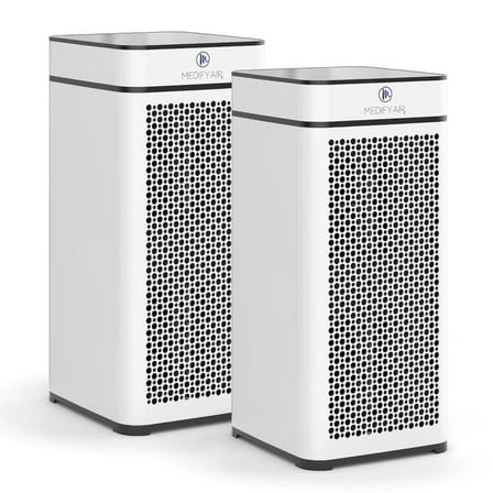 Medify Air White MA-40 Air Purifier with HEPA Filters I Smoke Dust Pet Odors I 3 in 1 with Pre-filter HEPA H13 & Activated Carbon I Removal of 0.1 to 0.3 microns I 1,793 Sq ft Coverage I 2-Pack