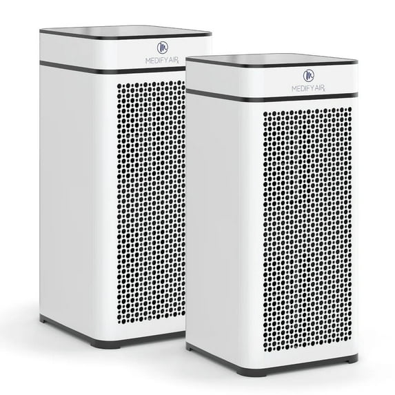Medify Air White MA-40 Air Purifier with HEPA Filters I Smoke Dust Pet Odors I 3 in 1 with Pre-filter HEPA H13 & Activated Carbon I Removal of 0.1 to 0.3 microns I 1,793 Sq ft Coverage I 2-Pack