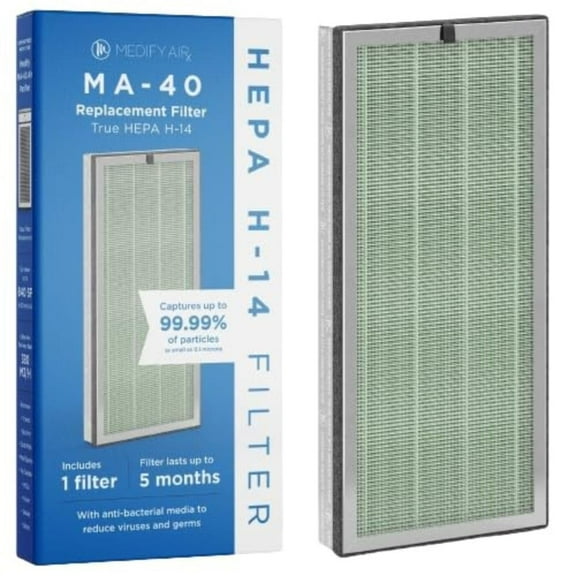Medify Air MA-40 Genuine Replacement Filter | for Allergens, Wildfire Smoke, Dust, Odors, Pollen, Pet Dander | 3 in 1 with Pre-filter, H14 HEPA, and Activated Carbon for 99.7% Removal | 1-Pack