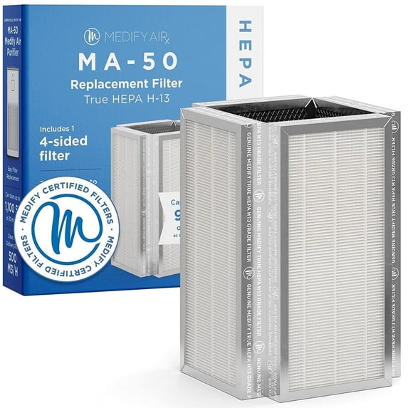 Medify Air MA-50 Replacement Filter 1-Pack | 3-in-1 Pre-Filter, HEPA H13 & Activated Carbon Filter | Removes Smoke, Dust & Odors | MERV 17