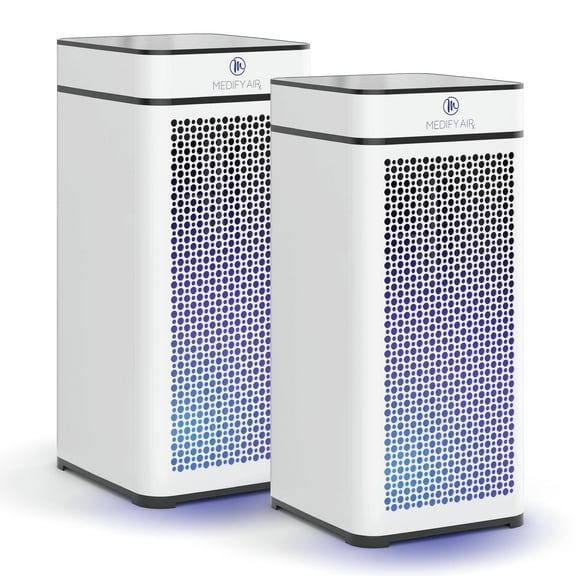 Medify MA-40 UV Light Air Purifier with True HEPA H14 Filter | 1,793 ft Coverage in 1hr for Wildfires Smoke, Odors, Pollen, Pets | Quiet 99.9% Removal to 0.1 Microns | White, 2-Pack