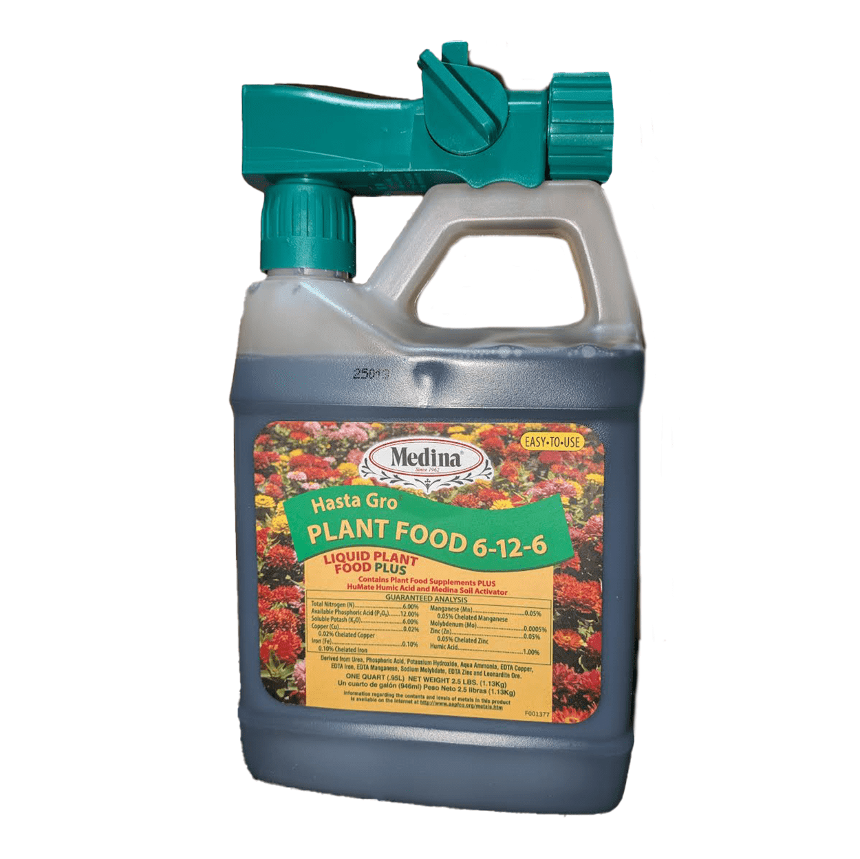 HastaGro Plant Food 6-12-6 RTS- Three Products in One - 32 fl oz Hose-End Sprayer Bottle by Medina