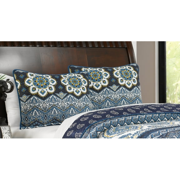 Greenland Home Fashion Medina Sham - King 20x36", Indigo