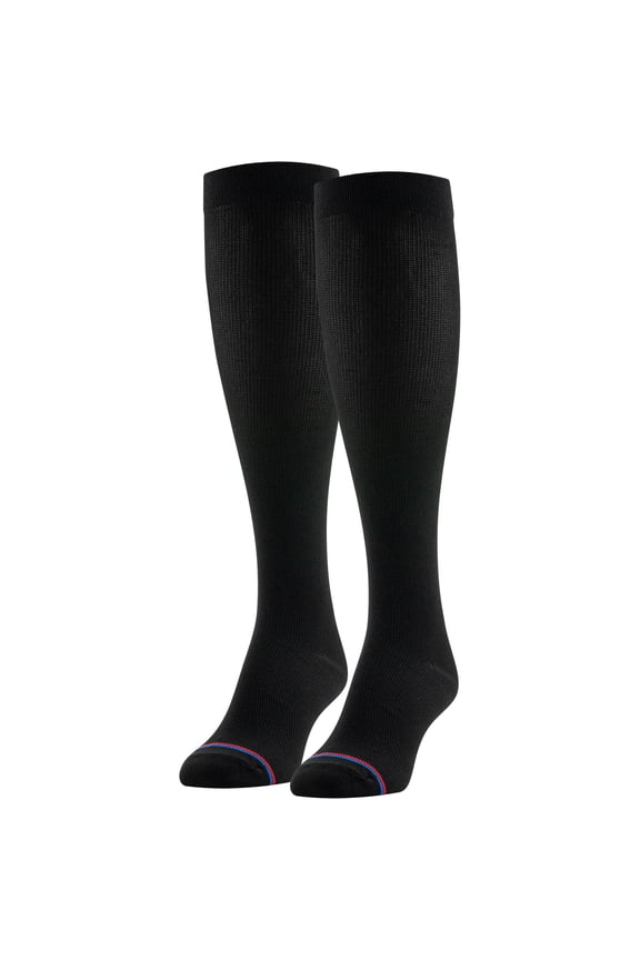compression socks large, black, 2 pr