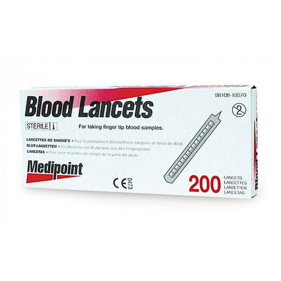Medipoint Blood Lancets 200 Count - For Taking Finger Tip Blood Samples