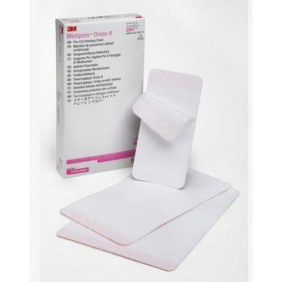 Medipore Dressing Retention Tape, Pre-Cut Pad Cloth 3-7/8 X 4-5/8 Inch White NonSterile, 3M, 2954 - Box of 25