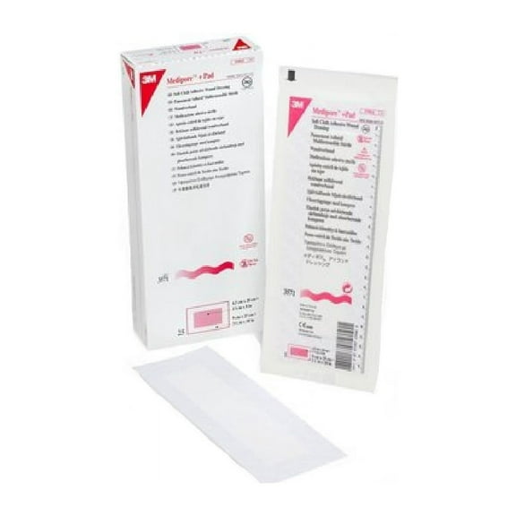 Medipore +Pad Soft Cloth Adhesive Wound Dressings, 3-1/2 x 10 Inch - Box of 25