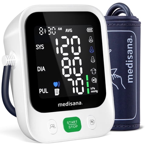 Medisana Blood Pressure Monitor with 2x199 Sets Memory, Automatic Upper Arm Blood Pressure Machine for Home Use, 4.5" Color LED Backlit Display, Adjustable Large Cuff