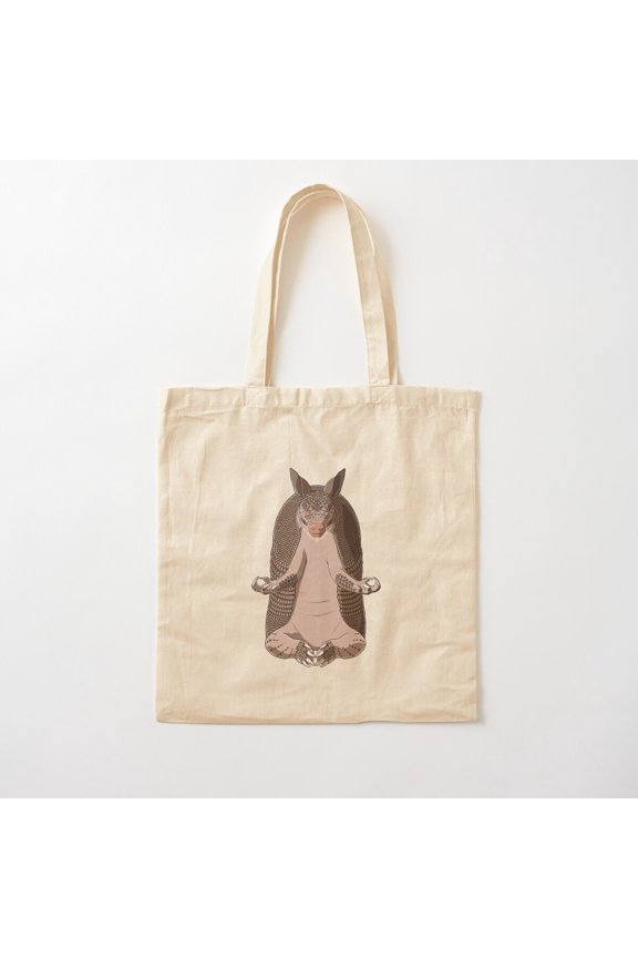 Meditate Armadillo Canvas Tote Bags, Reusable Shopping Bag