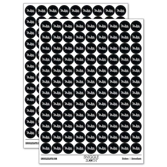 Meditate Elegant Text Self Care 200+ Round Stickers - Black - Matte Finish - 0.50" Size