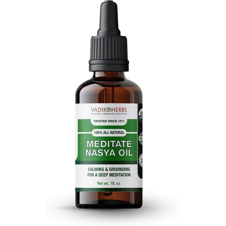 Meditate Nasya Oil Organic- Herbal Nasal Drops for Meditation, Yoga, Calming The Mind, grounding and Increases Focus by Vadik Herbs | All natural and herbal | Helps fight snoring naturally