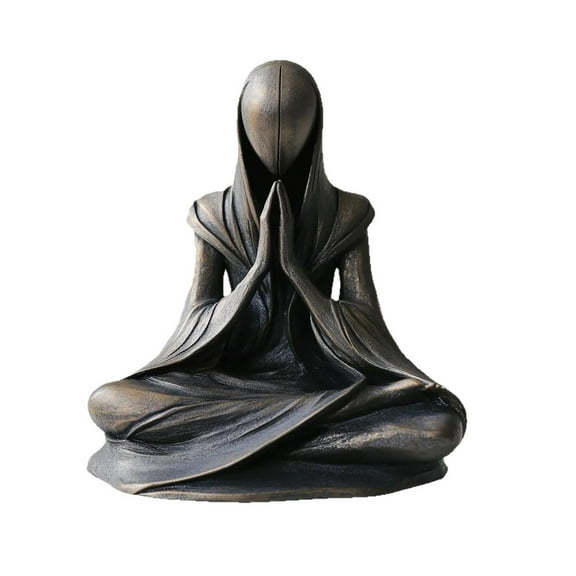 Meditating Alien Statue Resin Crafts Ornaments | Desktop Decoration Creative Gift | Unique Sci-Fi Mysterious Decor for Home Office Space