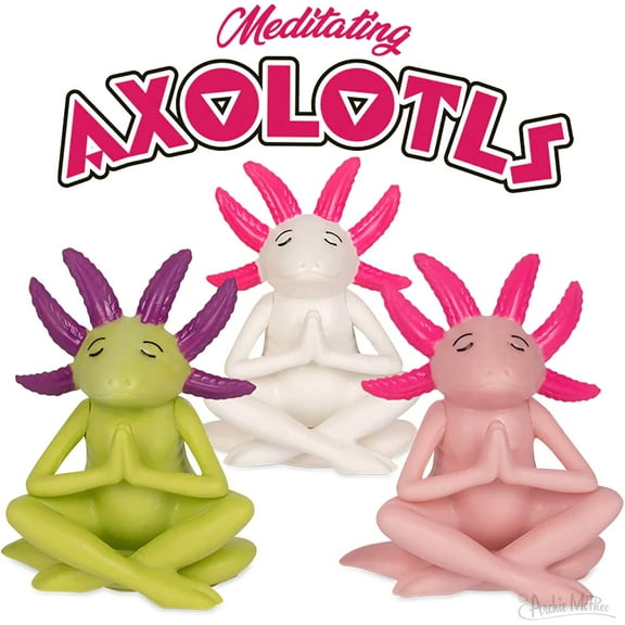 Meditating Axolotls 3 Pc Figures Set ( Colors May Vary ) - Archie McPhee