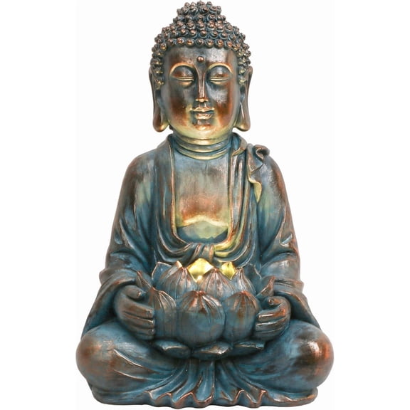 Meditating Buddha Statue for Garden Decor with Outdoor Solar Lights, Large Resin Outdoor Decor Garden Statue Sculpture for Home Lawn Yard Decor Gifts for Mom, 7.1''