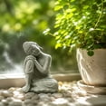 thumbnail image 1 of Meditating Buddha Stone Statue Carved Figurine Mindfulness Zen Home Office Garden Decor, 1 of 7
