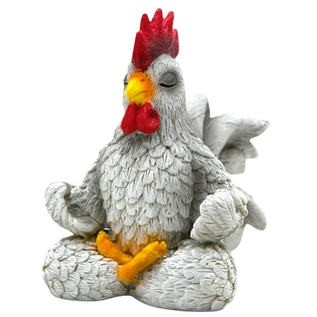 Meditating Chicken Garden Statue Zen Yoga Pose Resin Figurine For Indoor Outdoor Decor Relaxation Gift