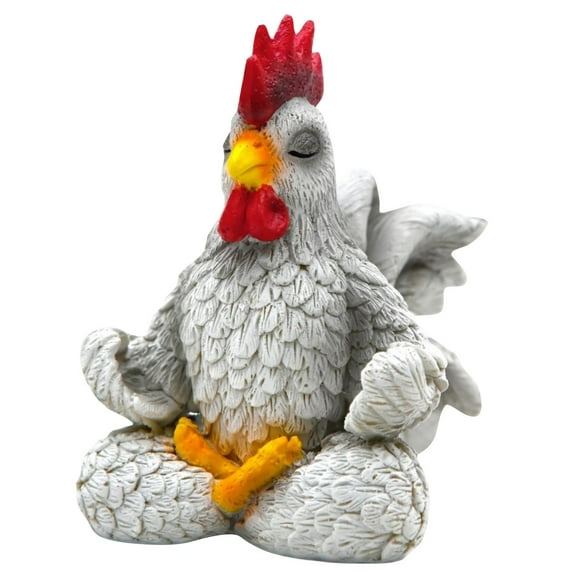 Meditating Chicken Garden Statue Zen Yoga Pose Resin Figurine For Indoor Outdoor Decor Relaxation Gift