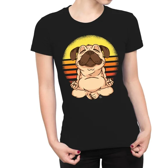 Meditating Dog Cute Zen Pup Calm Relaxation Whimsical Pet Art Unisex T-Shirt up to size 5XL