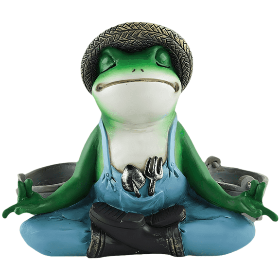 Meditating Frog Planter, Cute Resin Frog Garden Decor, Unique Statue with Hat, Funny Sitting Posture, Whimsical Indoor Outdoor Decoration, Charming Housewarming Gift