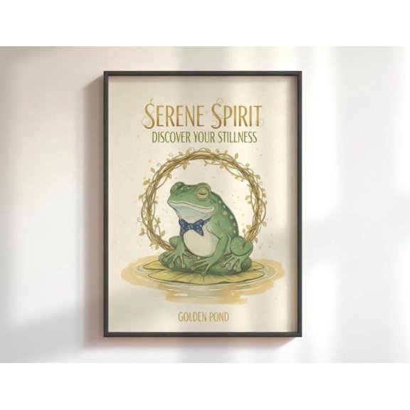 Meditating Frog Quote Wall Art Zen Home Decor Unframed Paper Print
