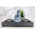thumbnail image 1 of Meditating Gautama Buddha Zen Garden Kit With Pebbles And Candle Holder Barrels, 1 of 9