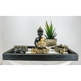 thumbnail image 1 of Meditating Gold Robe Buddha Zen Garden Kit With Lotus Candle Holders Sand Rake, 1 of 9