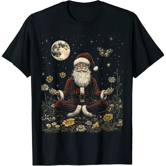 Meditating Santa Buddhist Cottagecore Christmas T Shirt Size S-5XL