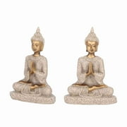 Meditating Seated Buddha Statue Carving Figurine Craft for Home Decoration Ornament A Gold