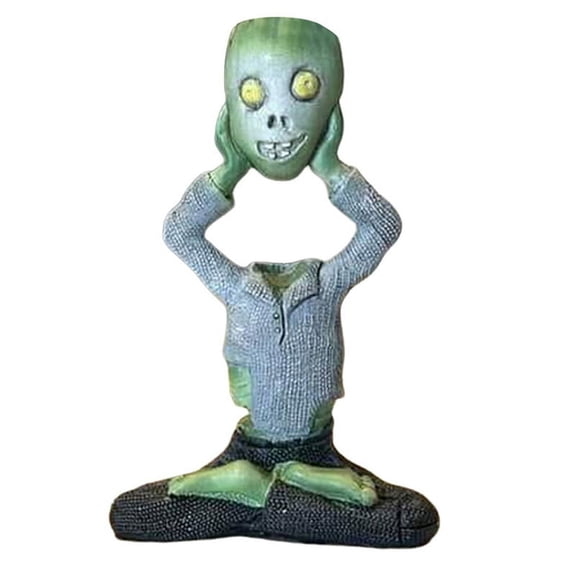 Meditating Skeleton Flower Pot Skull Plants Pot Halloween Decorative Garden Flower Pot Sculpture C