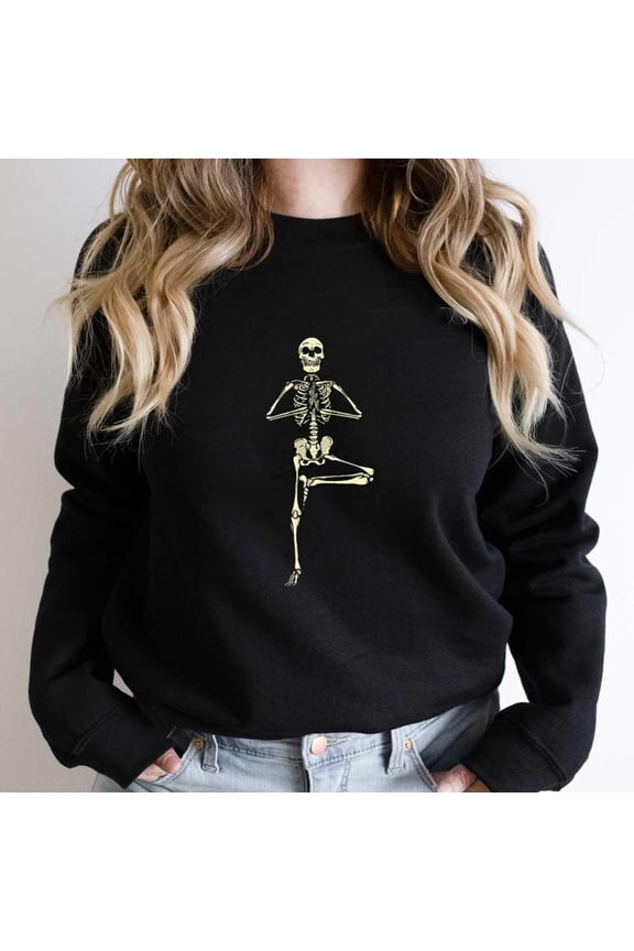 Meditating Skeleton Funny Yoga Bones Graphic Tee, Zen - Great Gift Idea SW19326 Unisex Sweatshirt, Up to Size 5XL