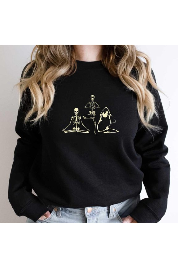 Meditating Skeleton Poses, Funny Yoga Bones Graphic Tee, Zen - Fan Favorite SW19318 Unisex Sweatshirt, Up to Size 5XL