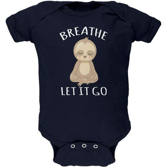 Meditating Sloth Breathe Let It Go Soft Baby One Piece Navy 3-6 M