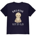 thumbnail image 1 of Meditating Sloth Breathe Let It Go Youth T Shirt Navy YMD, 1 of 1