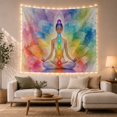 thumbnail image 1 of Meditating Woman with Rainbow Lotus in Watercolor Fields, Calming Psychedelic for Yoga Lovers, Mandala Wall Art Decor, Housewarming Gift, Tapestry Wall Hanging for Meditation Room and Yoga Room, 1 of 7