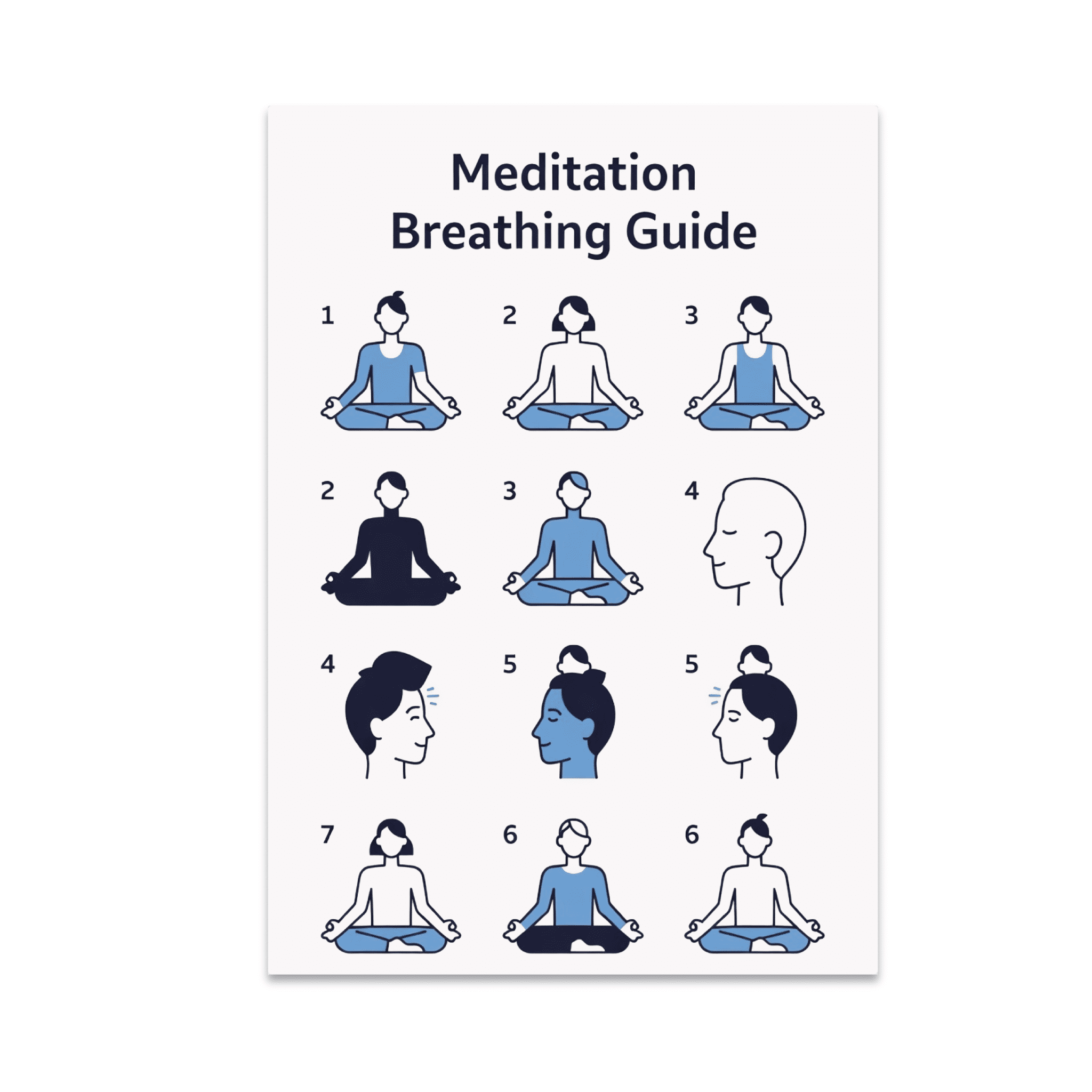 Meditation Breathing Guide Infographic Art - Mindfulness Meditation Seeker - 13x19 Poster Print
