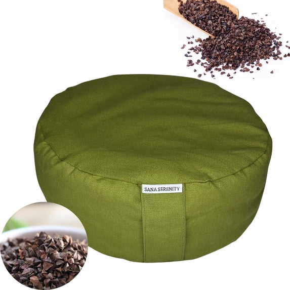 Meditation Cushion by Sana Serenity Buckwheat filled Zafu Pillow for Yoga, Meditation and Wellness