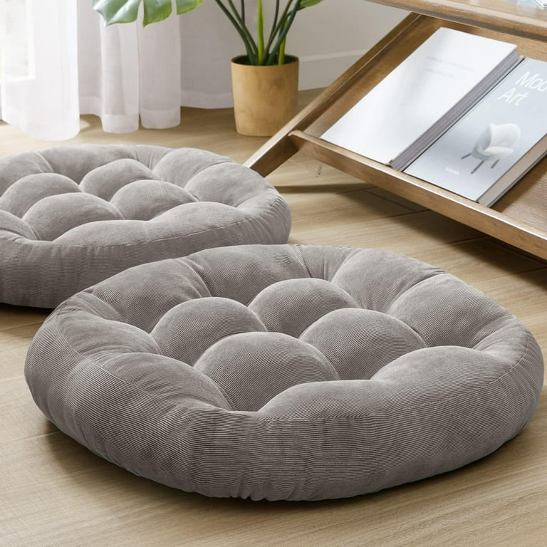 Meditation Floor Pillow Set of 2 Round Large Pillows Seating for Adults Tufted Corduroy Floor Cushion for Tatami Living Room Grey 22 Inch Walmart