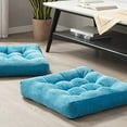 thumbnail image 1 of Meditation Floor Pillow Set of 2, Square Large Pillows Seating for Adults, Tufted Corduroy Cushion for Living Room Tatami, Turquoise, 22x22 Inch, 1 of 4