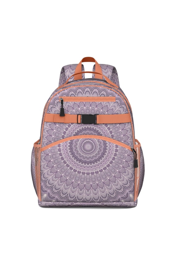 Meditation-Inspired Waterproof Backpack - Spine-Protecting Ergonomic School Bag with Psychedelic Mandala Print, Adjustable Lightweight Travel Backpack for Daily Commuters