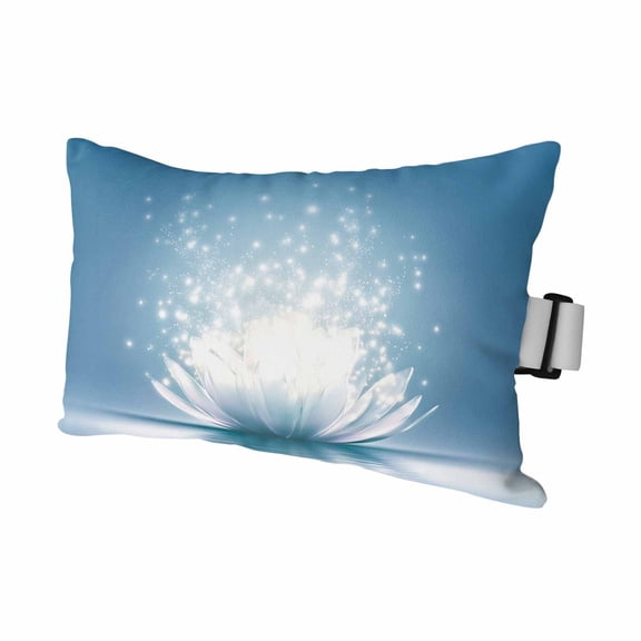 Meditation Lotus Flower Outdoor Pillow for Chaise Lounge Chair,Asian Zen Spiritual Waterproof Headrest Lumbar Pillows with Insert&Elastic Strap for Patio Pool Garden Chairs Decor,1 Pack