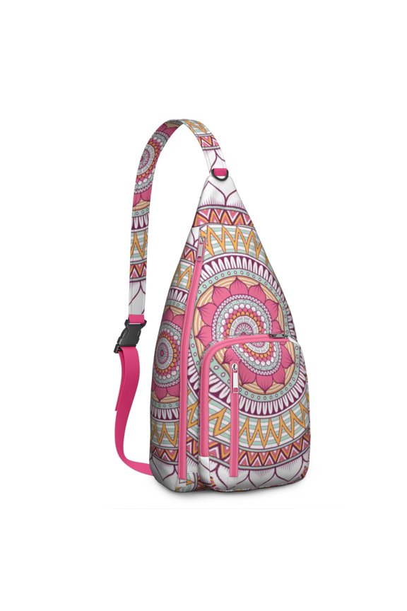 Meditation Mandala Sling Backpack&nbsp;- Spiritual Zen Design Crossbody Bag, Multi-Compartment Organization