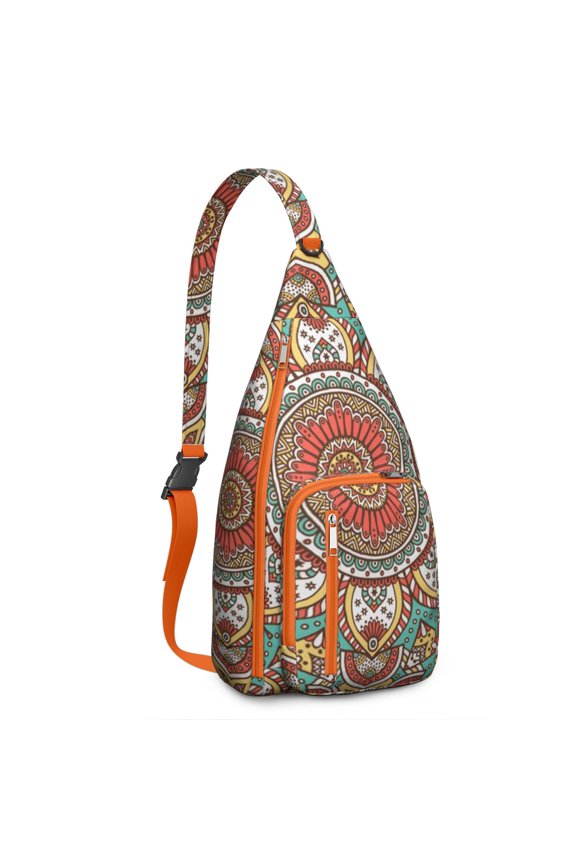 Meditation Mandala Sling Backpack - Spiritual Zen Design Crossbody Bag, Multi-Compartment Organization