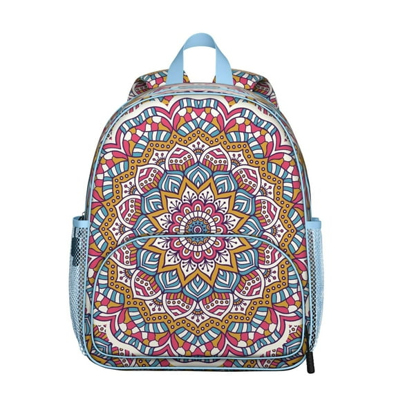 Meditation Mindfulness Students Backpack - Lotus Flower Yoga Art with Mystic Spiritual Elements and Healing Mandala Design, Comfortable Adjustable Straps